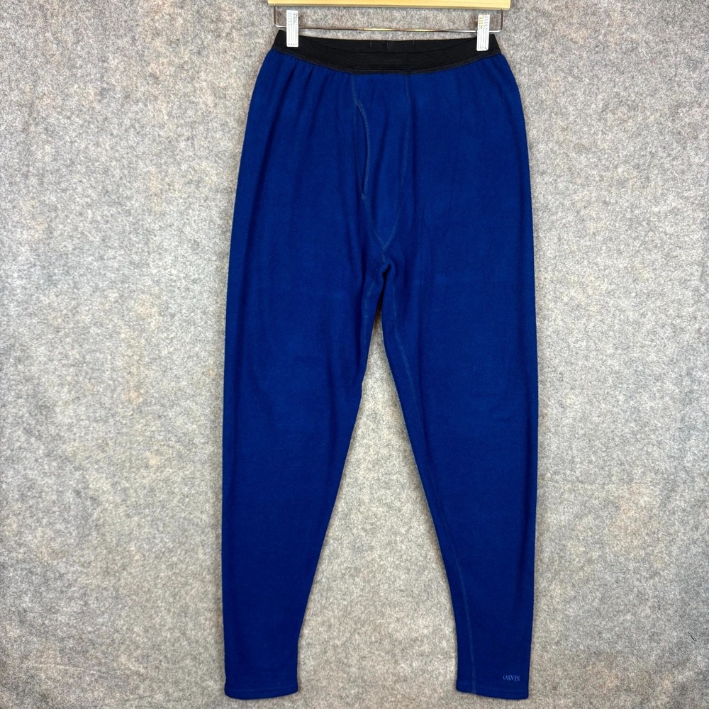 Vintage Orvis Polartec Thermal Leggings Womens Medium Blue Fleece Warm Wear